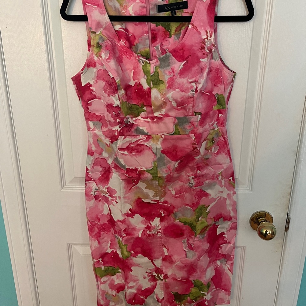 Anne Klein Vibrant Pink and Green Midi Dress